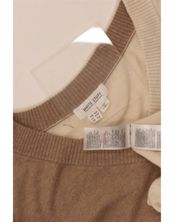 White Stuff Damen-Pullover mit V-Ausschnitt, Gr. 42, Größe L, mehrfarbig
