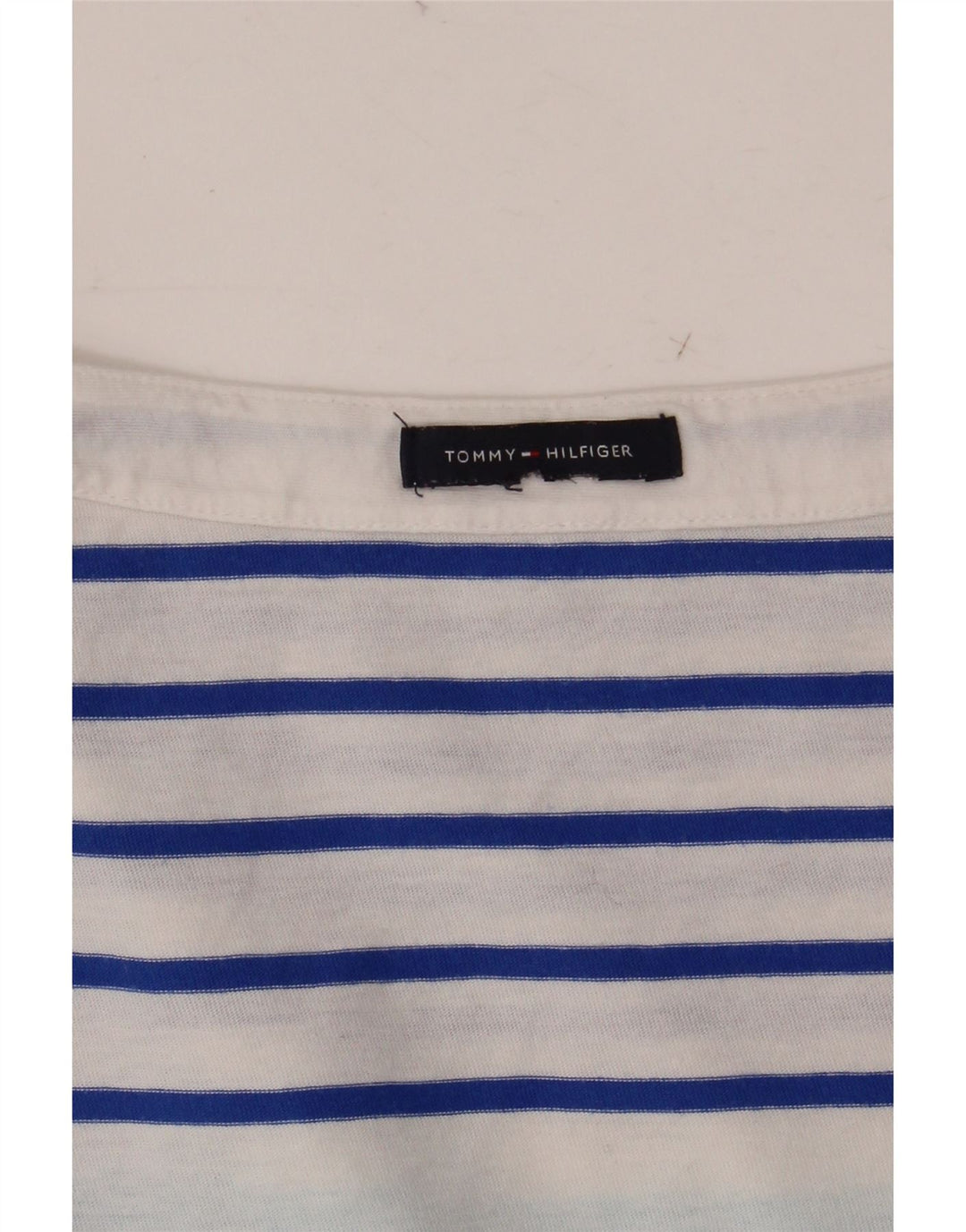 TOMMY HILFIGER Damen Top 3/4 Ärmel UK 12 Mittelblau gestreift