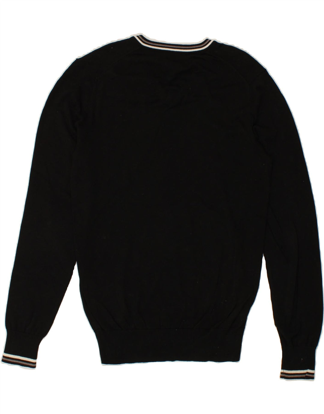 BEN SHERMAN Herren Heritage Pullover mit V-Ausschnitt aus mittelschwarzer Baumwolle