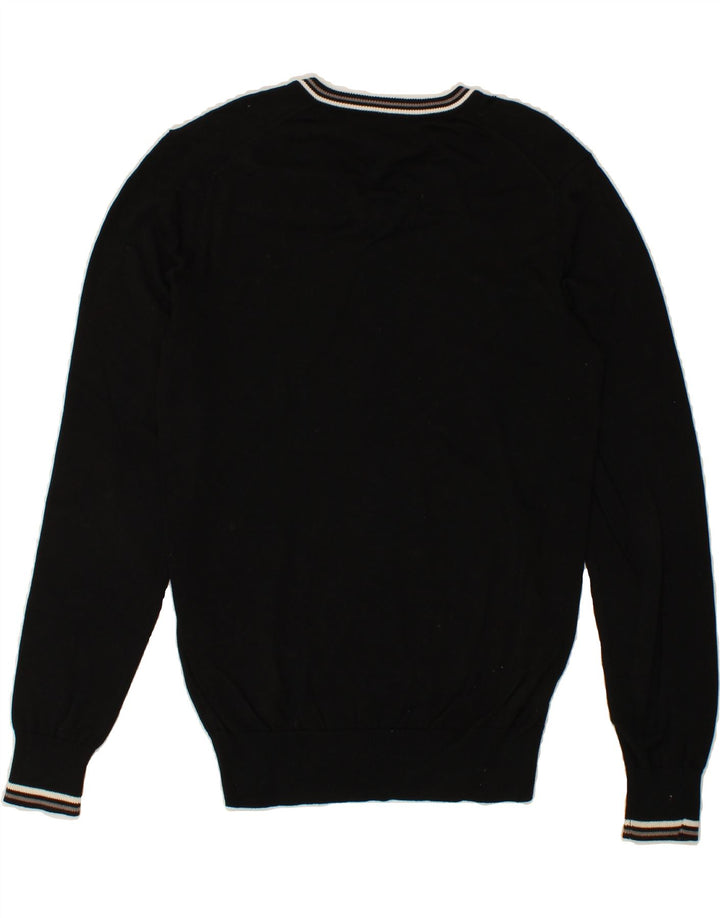 BEN SHERMAN Herren Heritage Pullover mit V-Ausschnitt aus mittelschwarzer Baumwolle