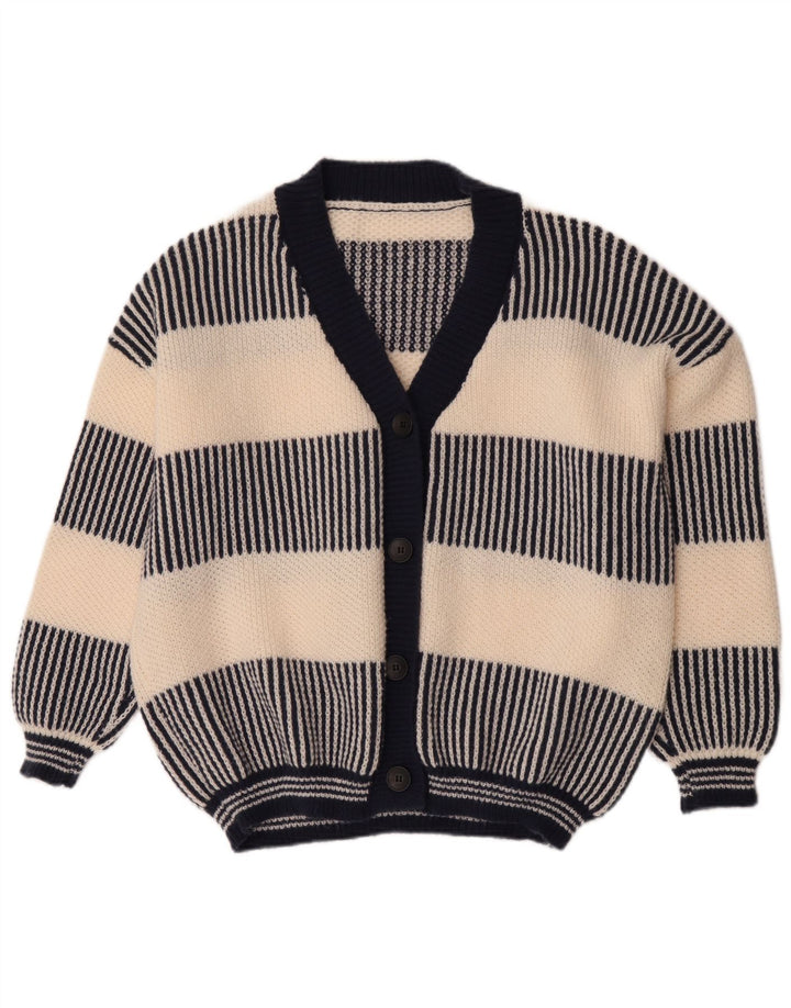 Vintage Damen Cardigan Pullover UK 18 XL Marineblau gestreift