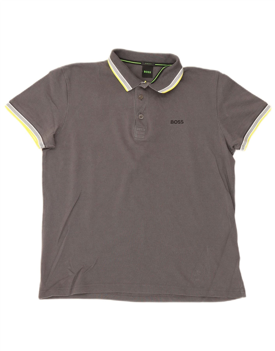 Hugo Boss Herren-Poloshirt mit normaler Passform, mittelgraue Baumwolle