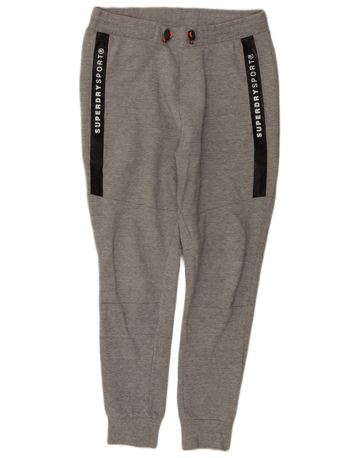 Superdry Herren-Trainingsanzug-Hose mit Grafik, mittelgrau, Farbblock-Design