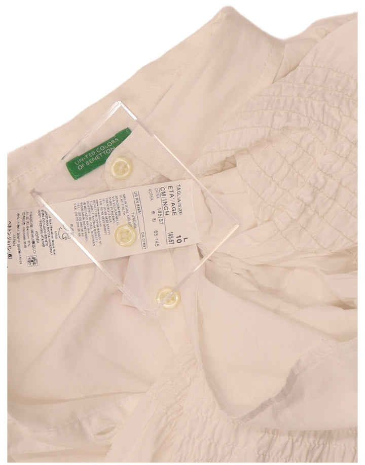 Benetton Hemdbluse für Mädchen, 9–10 Jahre, groß, weiße Baumwolle