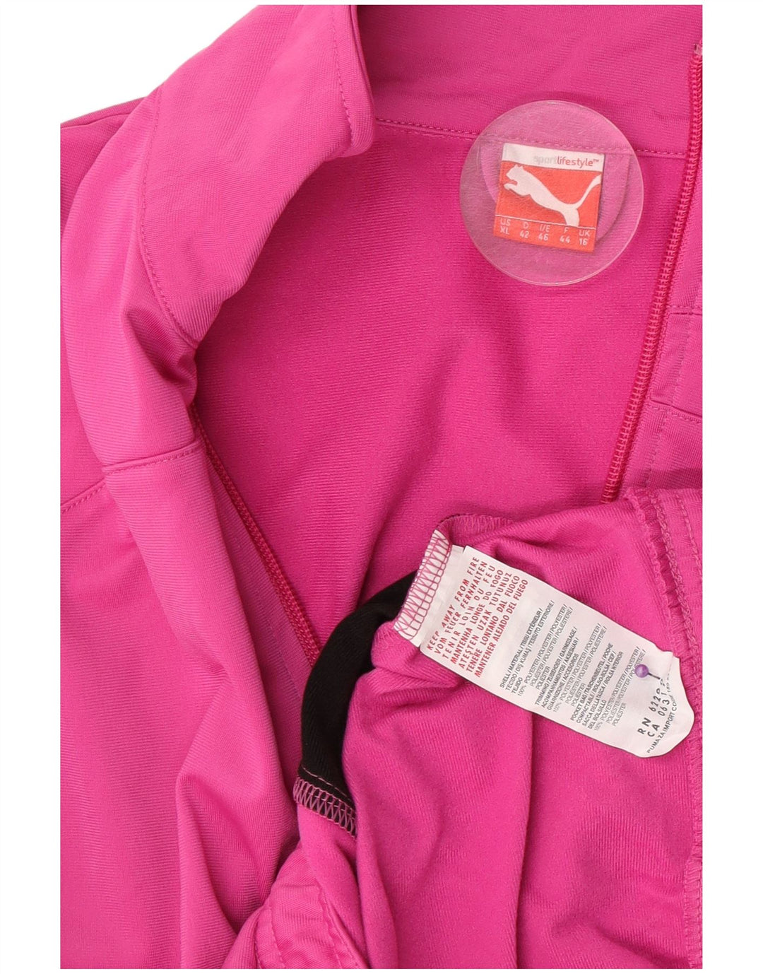 Puma Damen-Trainingsanzug-Top-Jacke, UK 16, großes rosafarbenes Farbblock-Polyester
