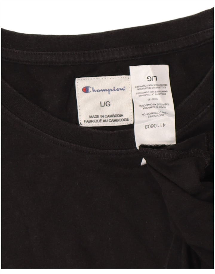 Champion Womens Graphic T-Shirt Top UK 16 Large Schwarz Baumwolle