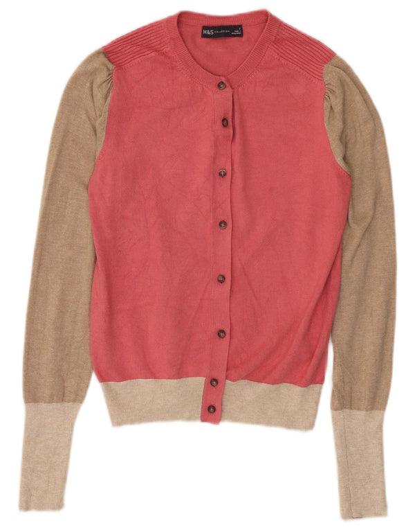 Marks & Spencer Damen-Cardigan-Pullover UK 6 XS Rosa Farbblock-Viskose