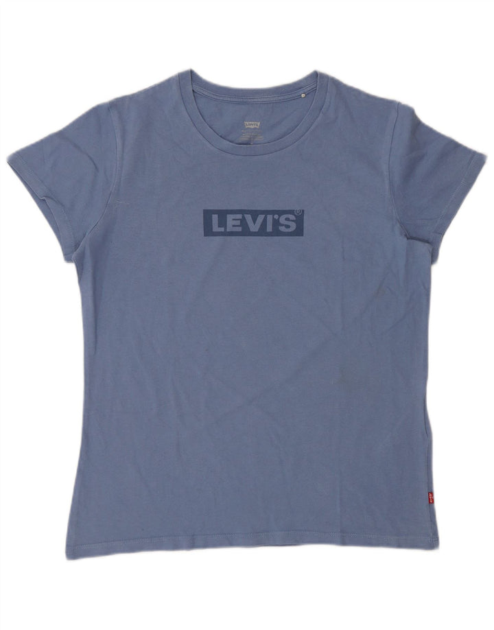 Levi's Damen-T-Shirt mit Grafik, UK 14, mittelblaue Baumwolle