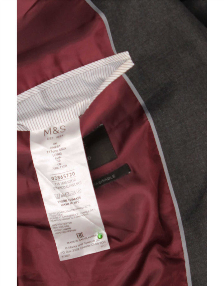 Marks & Spencer Herren-Blazer mit 2 Knöpfen, UK 46, XL, Grau, Polyester