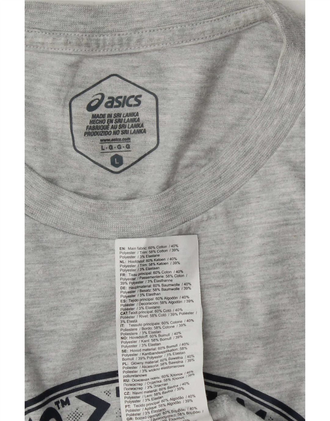 Asics Herren Grafik T-Shirt Top Large Grau Baumwolle