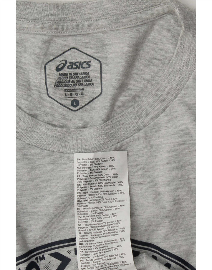 Asics Herren Grafik T-Shirt Top Large Grau Baumwolle