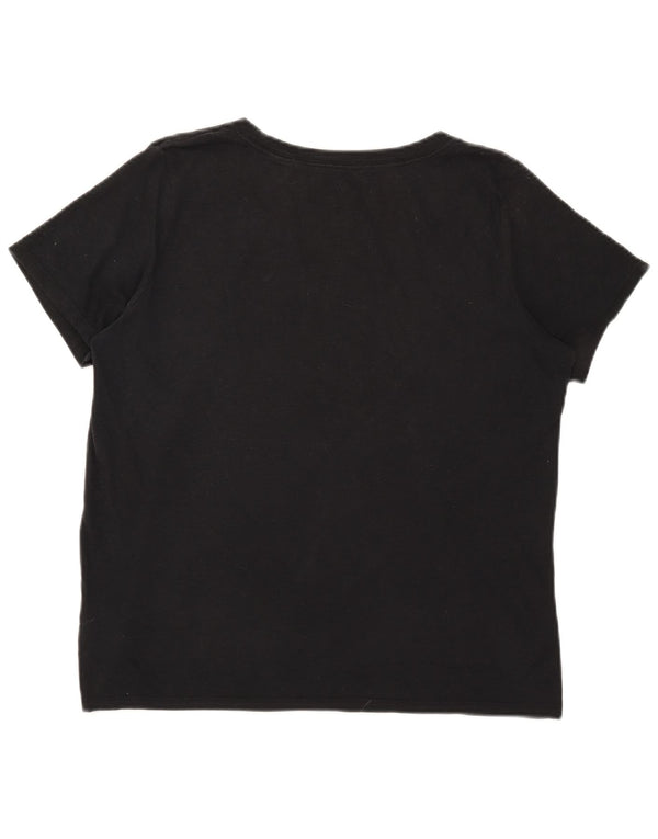 Nike Damen Dri Fit Graphic T-Shirt Top UK 16 Large Schwarz Baumwolle