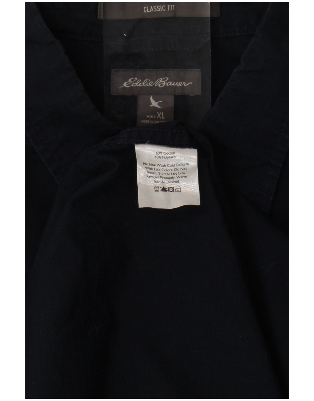 EDDIE BAUER Herren-Hemd, kurzärmelig, klassische Passform, XL, Marineblau, Baumwolle