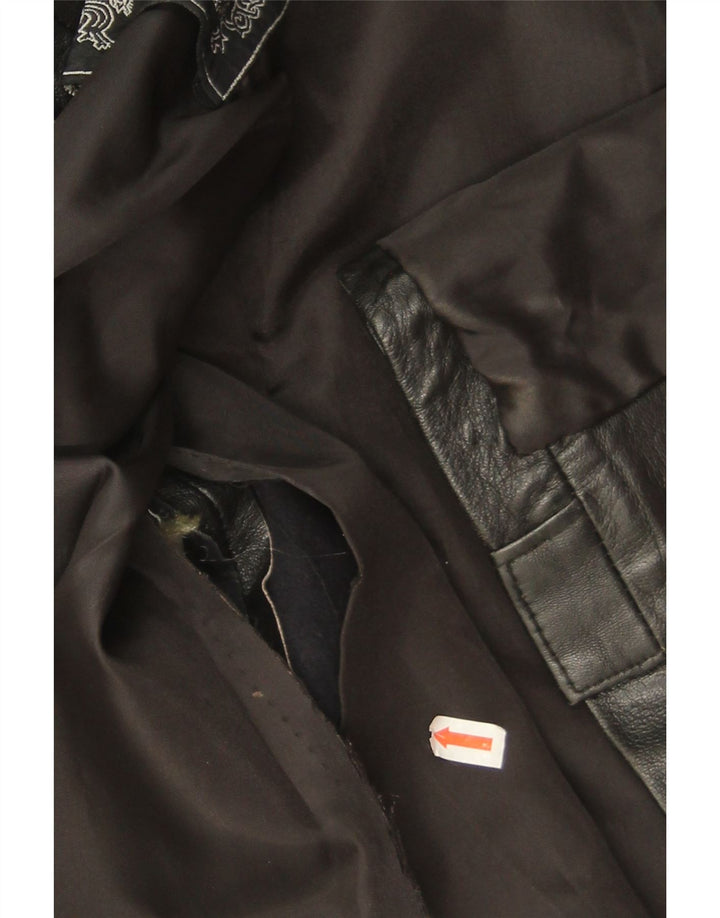 Vintage Damen Lederjacke EU 42 Großes schwarzes Leder