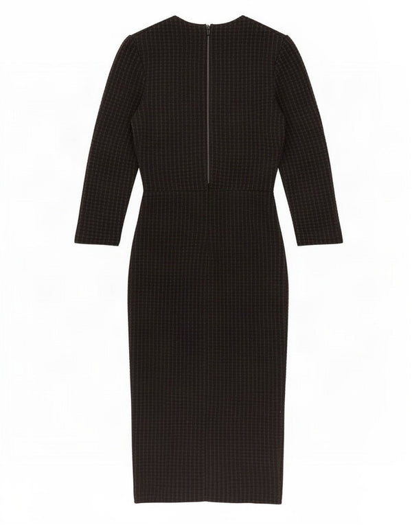 Reiss Damen figurbetontes Kleid mit 3/4-Ärmeln, UK 6, XS, schwarz gestreift, Lyocell