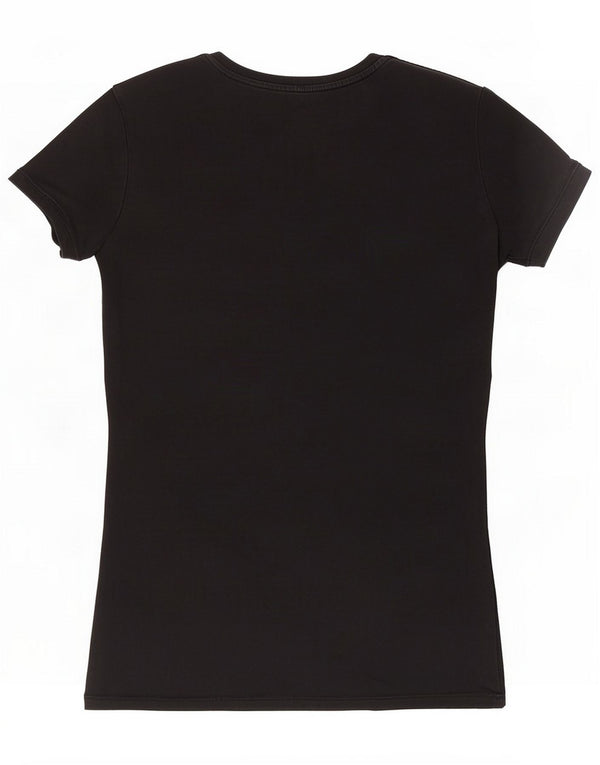 Guess Damen Grafik T-Shirt Top UK 6 XS Schwarz Baumwolle