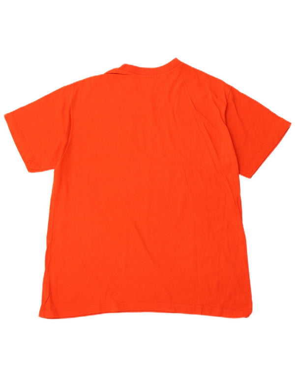 BENETTON Damen Grafik-T-Shirt-Oberteil UK 16 Large Orange Baumwolle