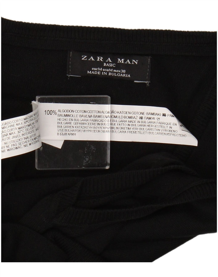 Zara Herren Weste Tank Top Medium Schwarz Baumwolle