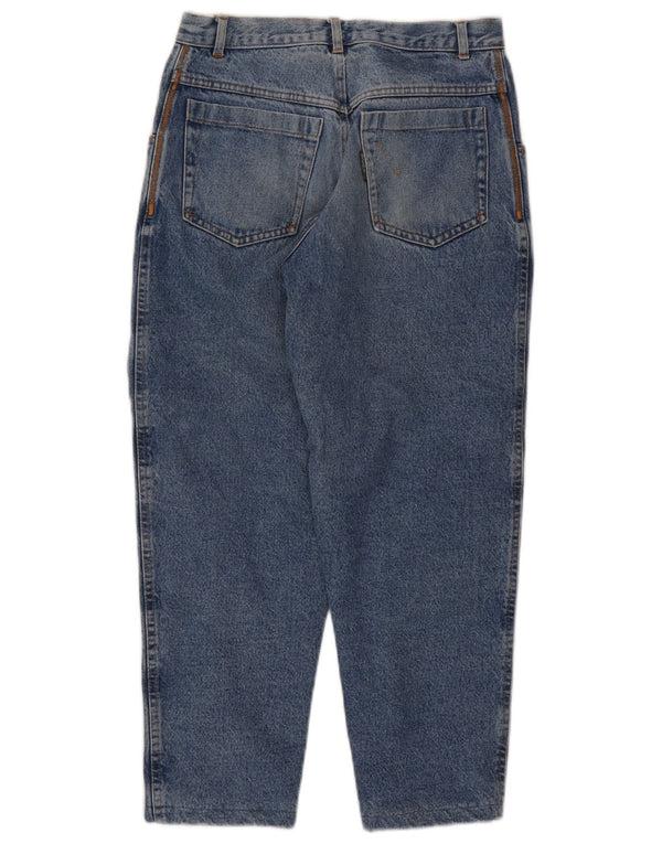 Stefanel Damen-Jeans mit hoher Taille, kurz geschnitten, Größe 44, mittelgroß, W28, L25, blaue Baumwolle