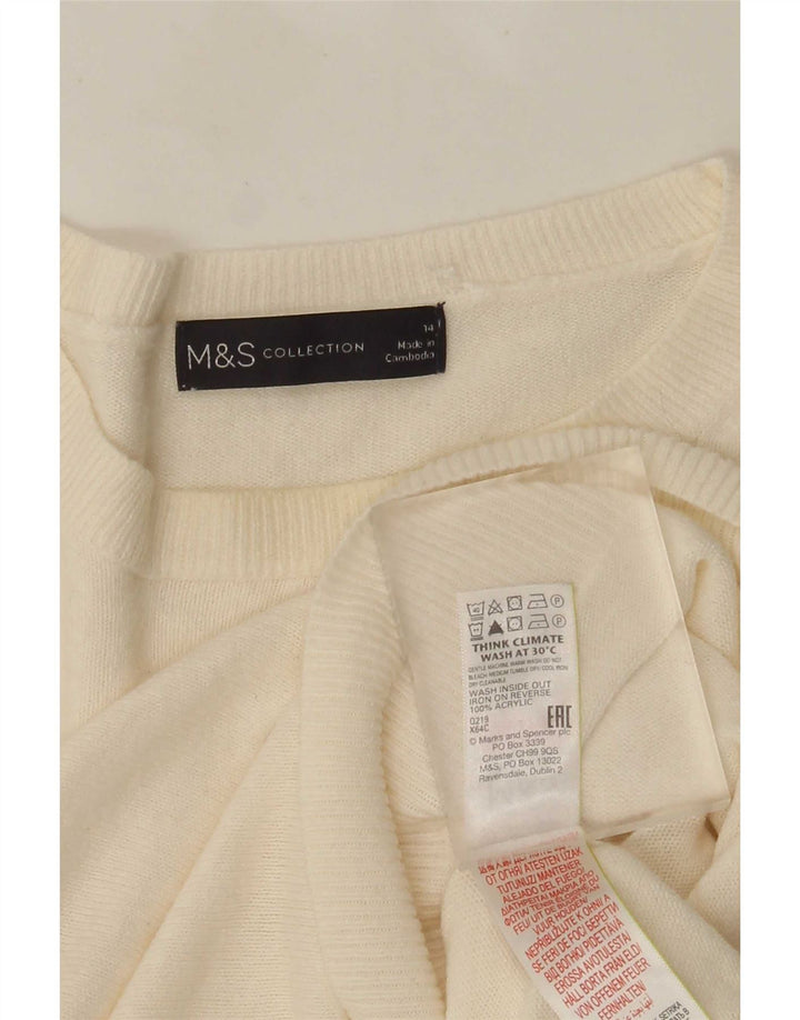 Marks & Spencer Damen-Pullover mit Rundhalsausschnitt, Gr. 14, Mittel, gebrochenes Weiß