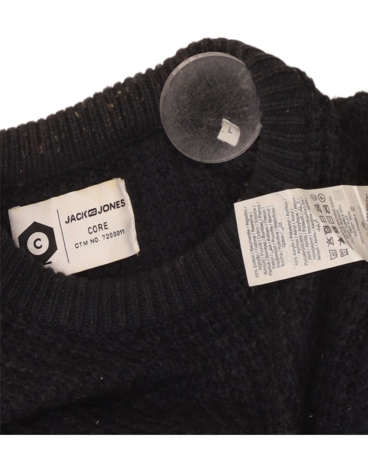 JACK & JONES Herren-Pullover mit Rundhalsausschnitt, groß, marineblaue Baumwolle