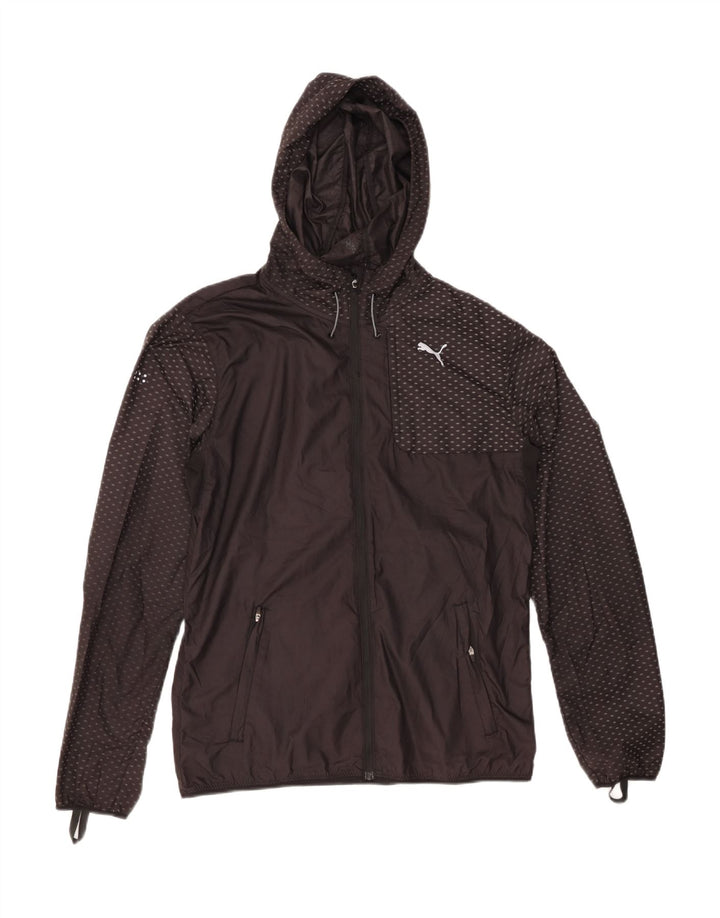 PUMA Herren-Lauf-Trainingsanzug mit Kapuze, Oberteil, Jacke, Größe S, Schwarz, gepunktet