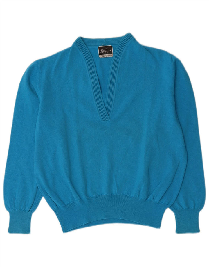 Luisa Spagnoli Damen-Pullover mit V-Ausschnitt, UK 12, mittelblaue Wolle