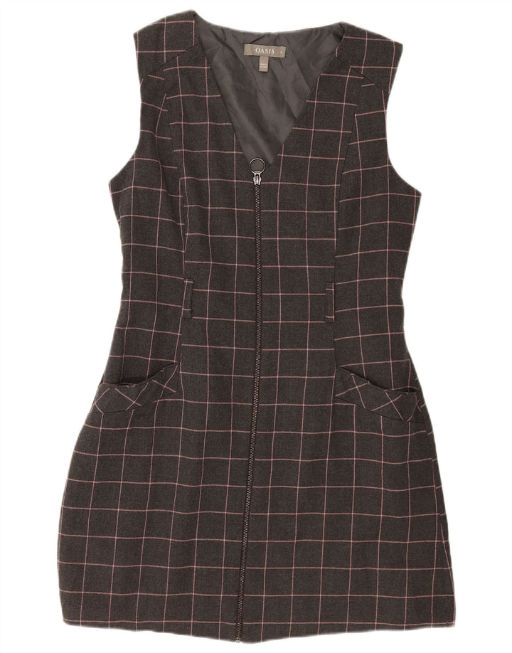 Ärmelloses Etuikleid für Damen von Oasis UK 14 Mittelgrau kariertes Polyester
