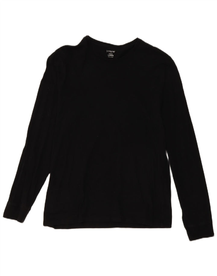 J. CREW Damen Top Langarm UK 16 Large Schwarz Baumwolle