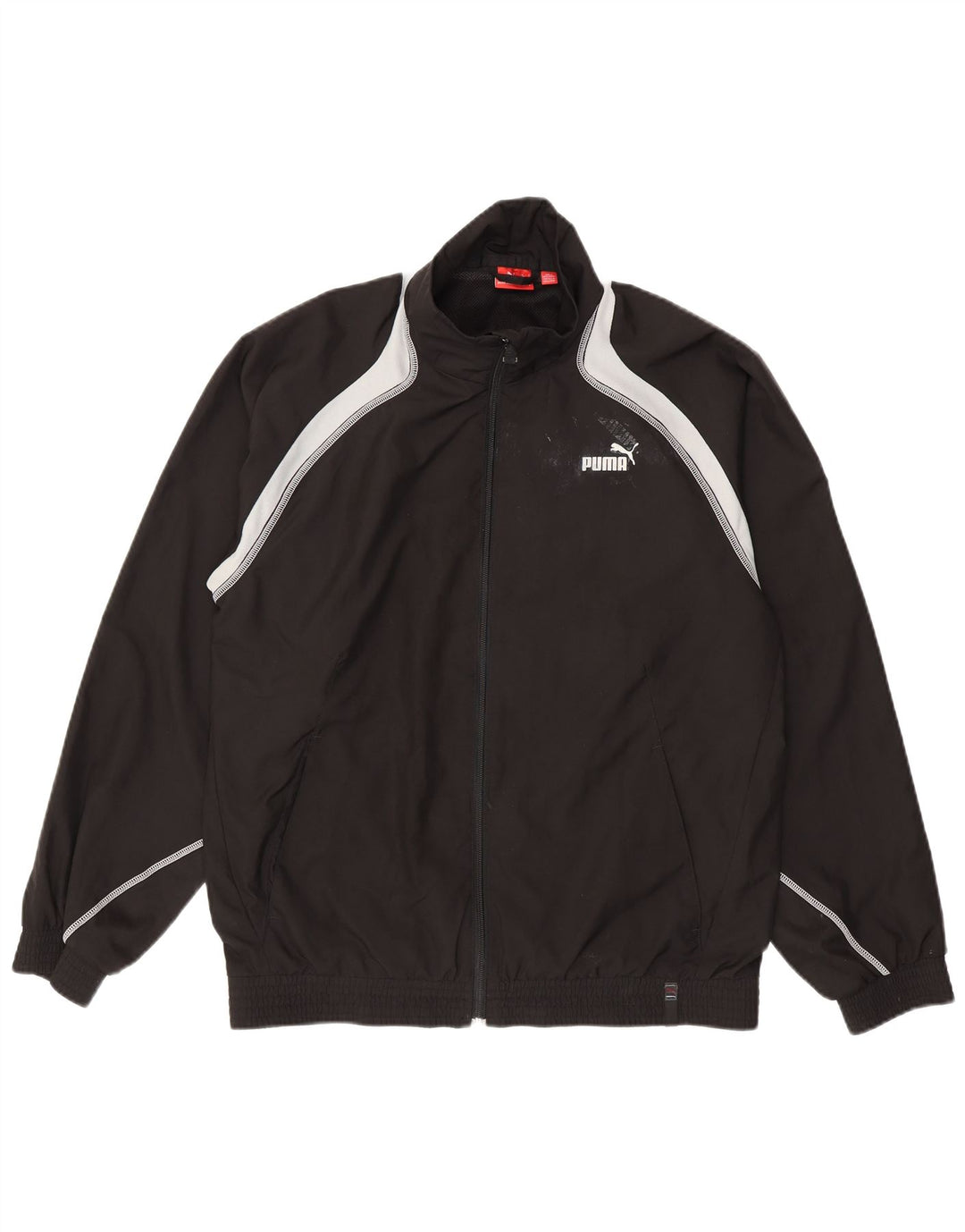 Puma Herren-Trainingsanzug-Top-Jacke, Mittelschwarzes Farbblock-Polyester