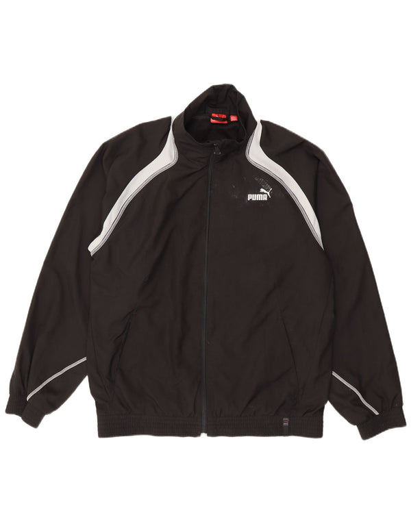 Puma Herren-Trainingsanzug-Top-Jacke, Mittelschwarzes Farbblock-Polyester