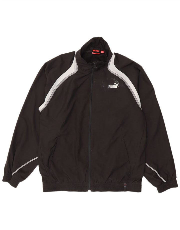 Puma Herren-Trainingsanzug-Top-Jacke, Mittelschwarzes Farbblock-Polyester