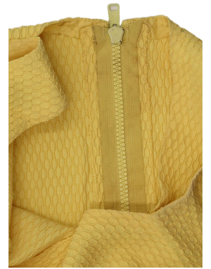 VINTAGE Damen Ärmelloses Crop Top UK 10 Small Gelb