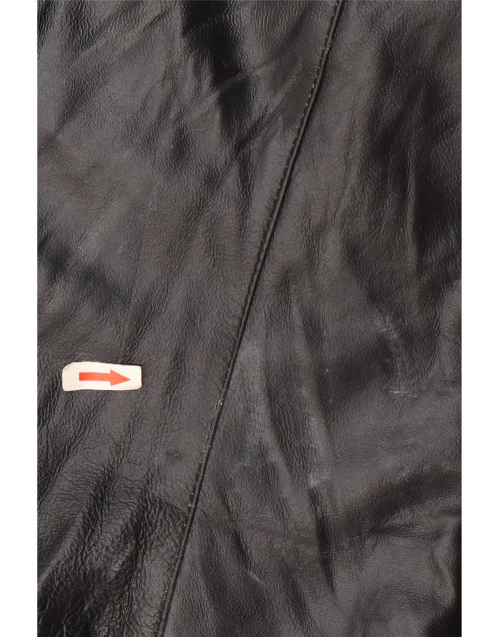 Vintage Damen Lederjacke IT 48 XL Schwarz Colourblock