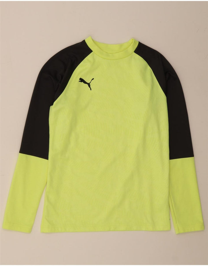 PUMA Mens Top Long Sleeve Medium Green Colourblock Polyester Vintage Puma and Second-Hand Puma from Messina Hembry 
