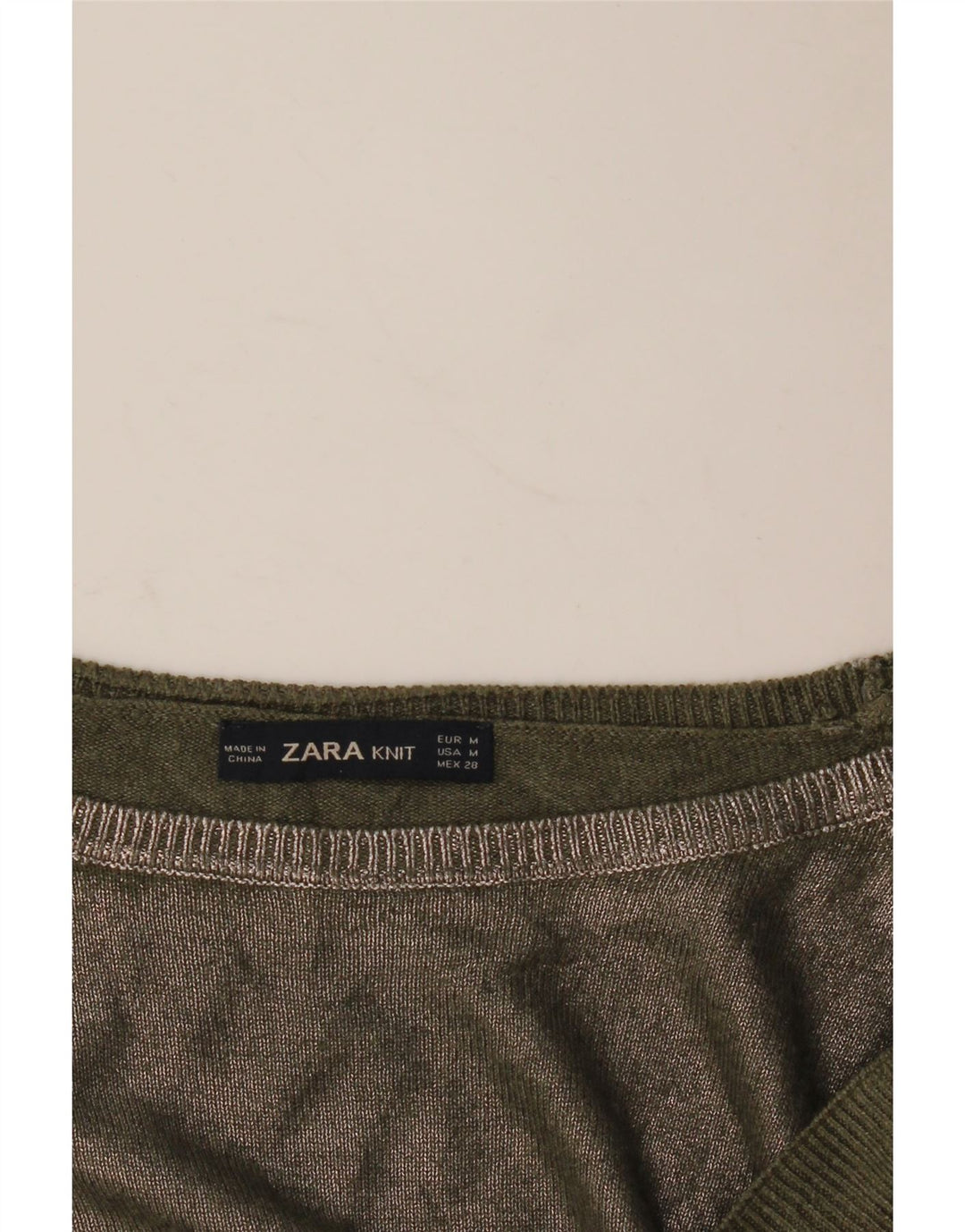 Zara Damen-Pullover mit U-Boot-Ausschnitt, Gr. 14, mittleres Khaki