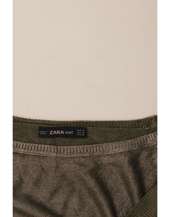 Zara Damen-Pullover mit U-Boot-Ausschnitt, Gr. 14, mittleres Khaki