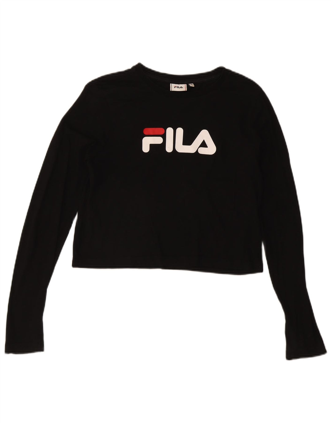 FILA Damen Crop Graphic Top Langarm UK 14 Medium Schwarz