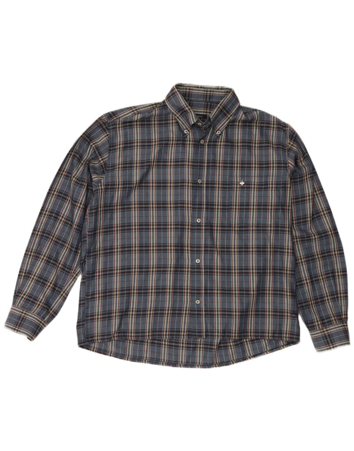 Goose & Gander Herren Flanellhemd IT 48 Medium Navy Blue Check