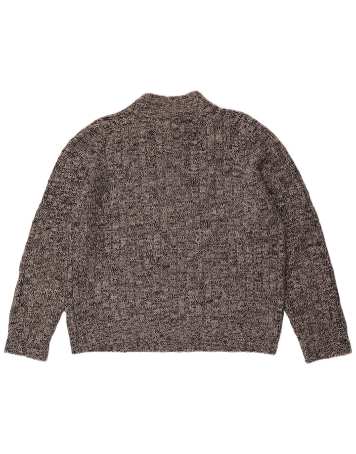 Marks & Spencer Damen-Pullover mit Reißverschluss am Hals, Gr. 42, Größe L, Grau meliert