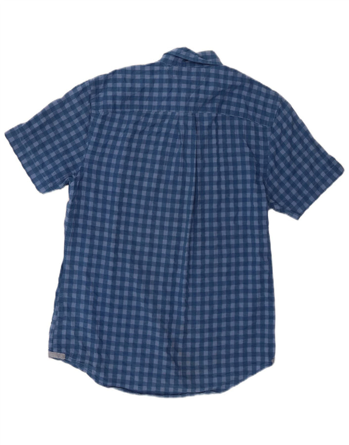 Tommy Hilfiger Herren Kurzarm-Hemd mit individueller Passform, klein, blau, Gingham-Baumwolle