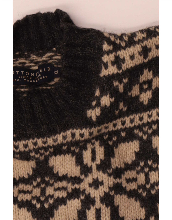 Cottonfield Herren-Pullover mit Rollkragen, XL, graue Fair-Isle-Wolle