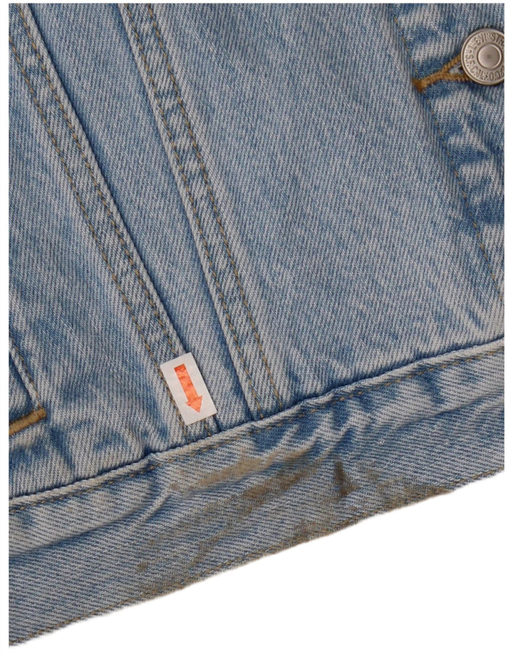 Levi's Damen Crop Denim Jacke UK 16 Large Blue Floral Cotton