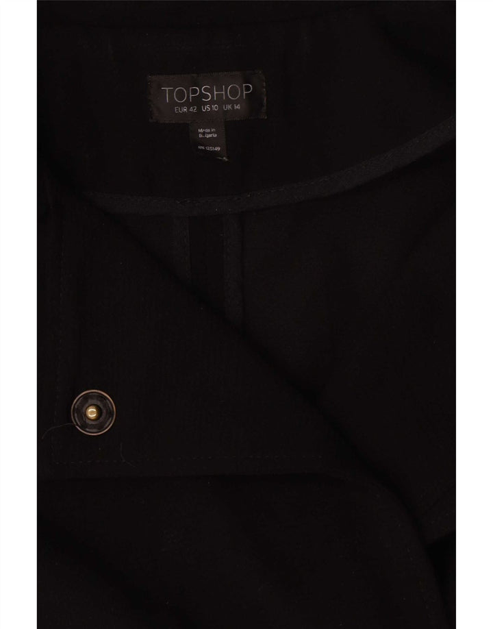 Topshop Damen Übergroßer Mantel UK 14 Large Schwarz Polyester