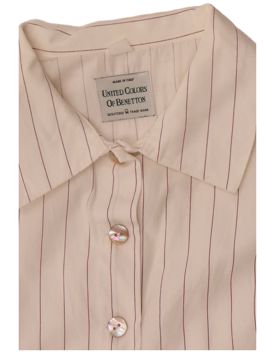 Benetton Damenhemd UK 16 Large Weiß gestreift