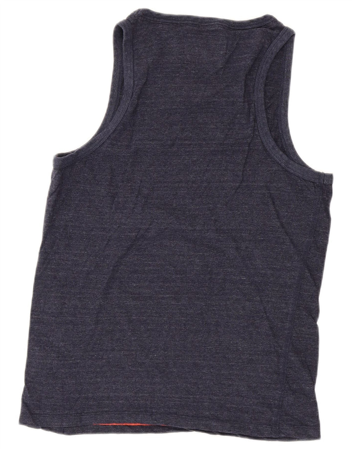 SUPERDRY Damen-Trägershirt UK 14 Large Marineblaue Baumwolle