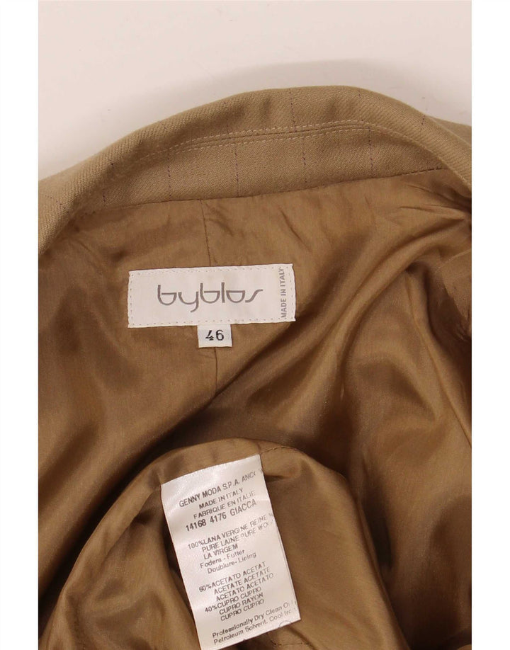 Byblos Damen 2-teiliger Anzug mit 3 Knöpfen IT 46 Large W36 L27 Khaki Nadelstreifen