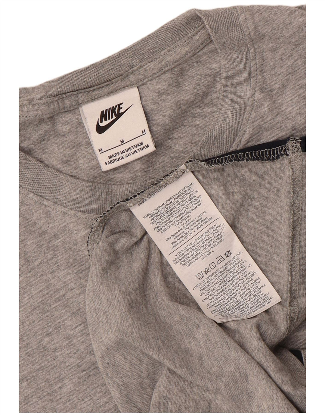 Nike Herren-Grafik-T-Shirt aus mittelgrauer Colourblock-Baumwolle