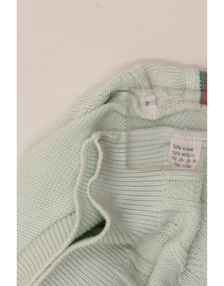 VINTAGE Herren-Pullover, groß, blaue Farbblock-Baumwolle