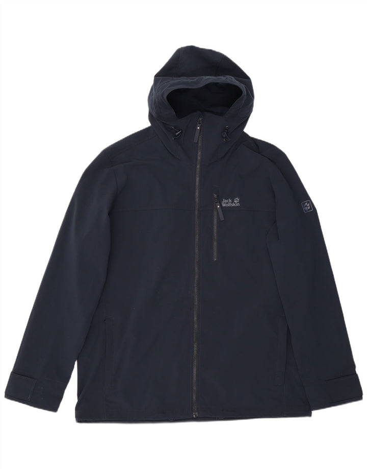 Jack Wolfskin Herren-Windbreakerjacke mit Kapuze, UK 48 2XL, Marineblau, Polyester